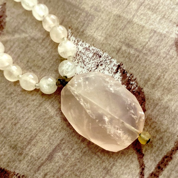 Gorgeous, rose quartz, necklace, large stone, with beads of rose quartz - Picture 6 of 6
